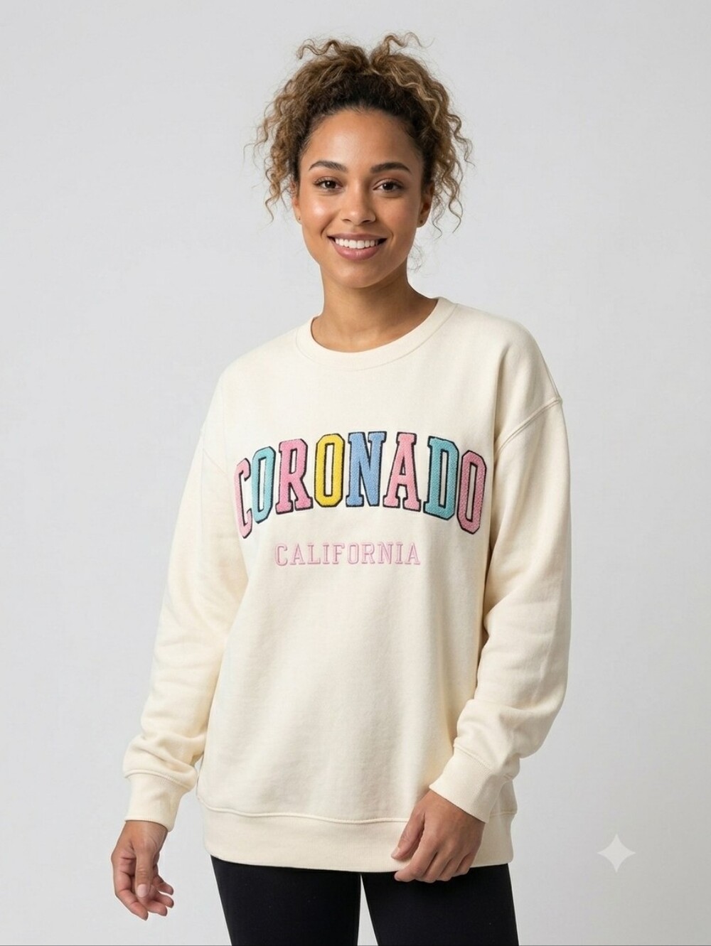 NWT New York Popular Coronado California Crewneck Sweatshirt Cream Ivory Large
